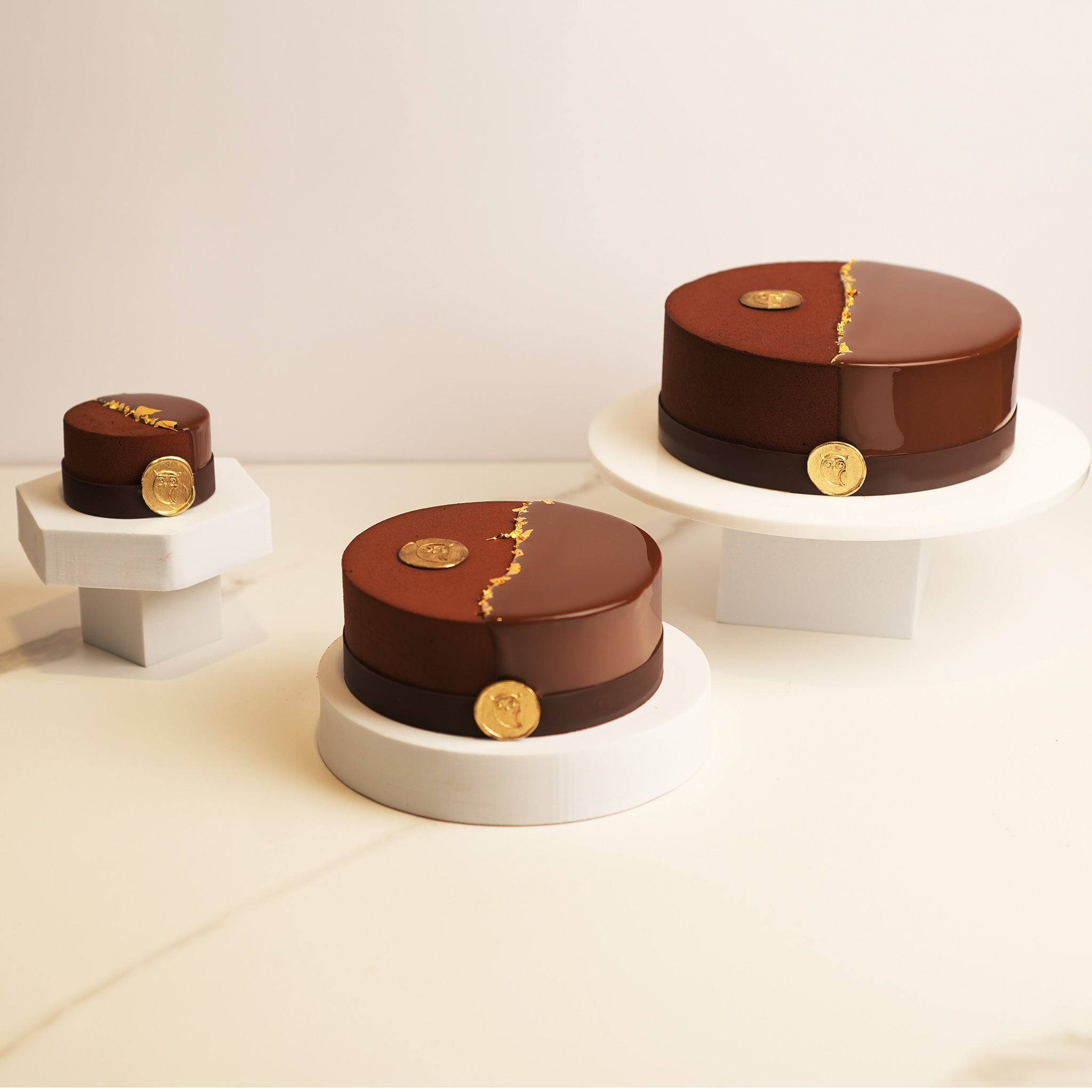 Obsidian dark chocolate cake, close-up